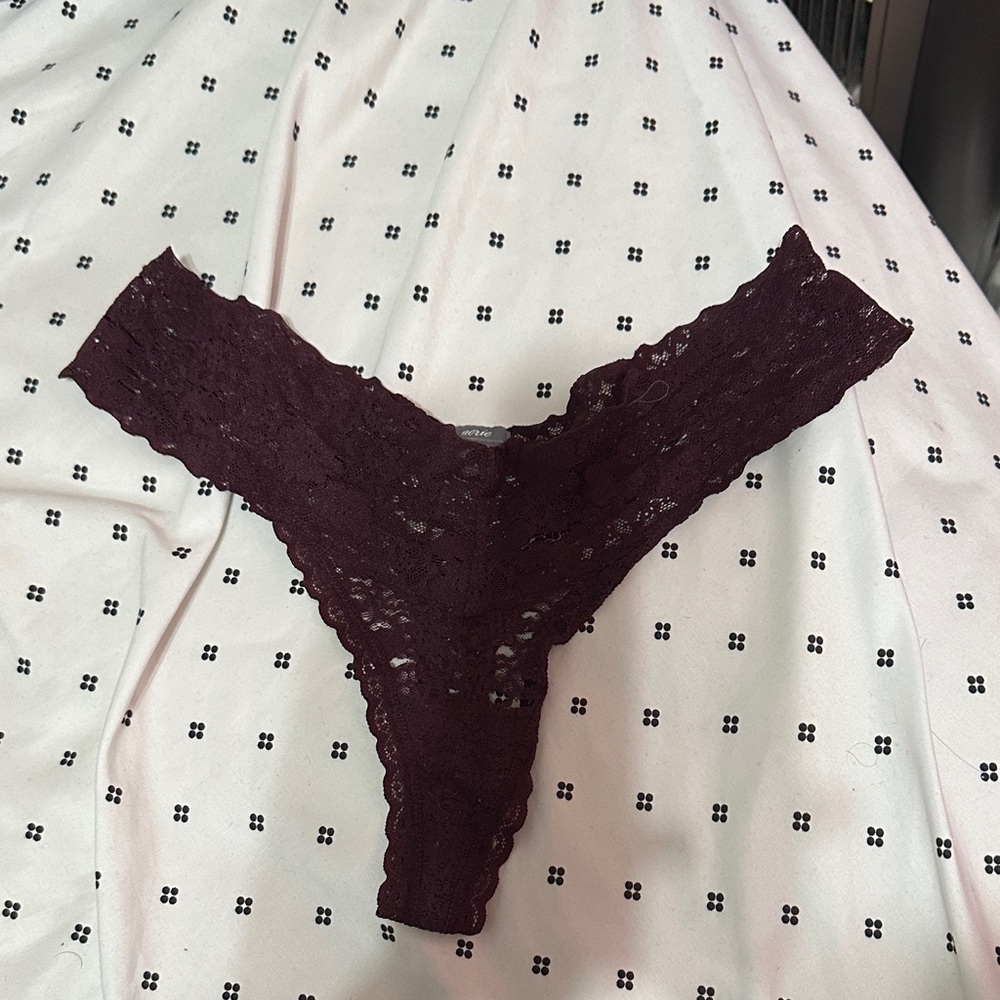 Lace Thong Panties - Burgundy aerie